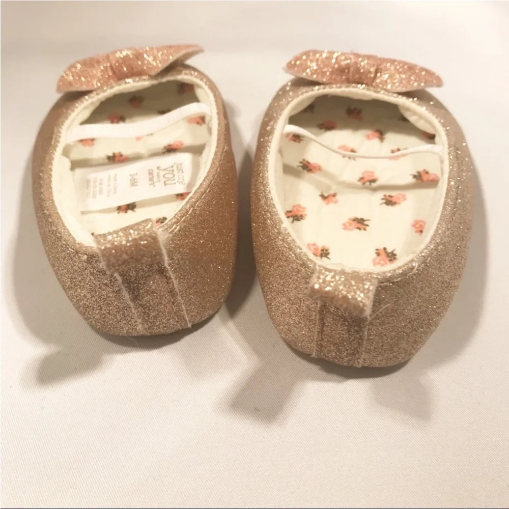 Carter's Gold Dress Shoes with Glittery Bow